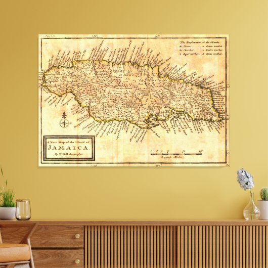  kaart van Jamaica (1771) Canvas Afdruk (Insitu (Woonkamer))