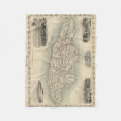 kaart van Jamaica (1851) Fleece Deken (Voorkant)