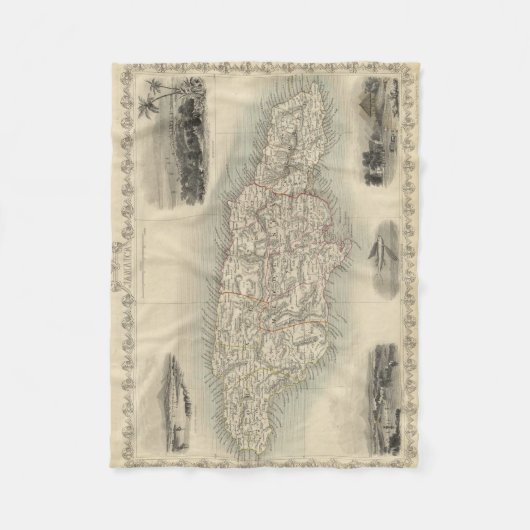 kaart van Jamaica (1851) Fleece Deken (Voorkant)