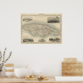  kaart van Jamaica (1851) Poster (Keuken)