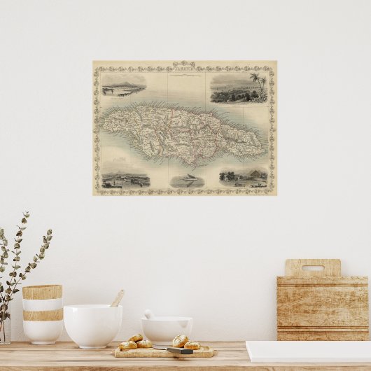 kaart van Jamaica (1851) Poster (Keuken)