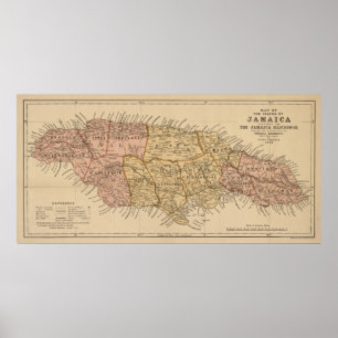  kaart van Jamaica (1893) Poster