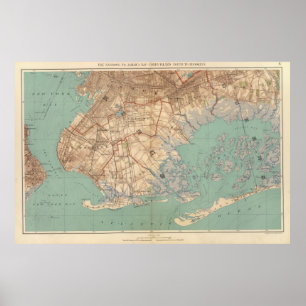 kaart van Jamaica Bay en Brooklyn NY (1891) Poster