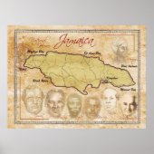 Kaart van Jamaica met nationale helden Poster (Voorkant)