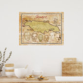 Kaart van Jamaica met nationale helden Poster (Keuken)