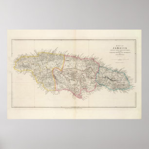 Kaart van Jamaica Poster