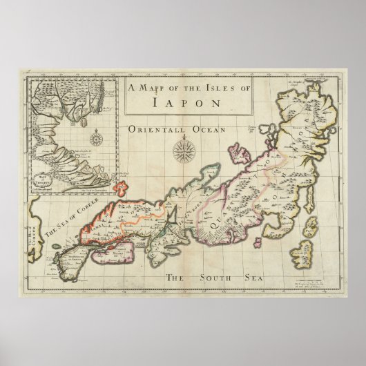 kaart van Japan (1684) Poster (Voorkant)