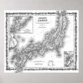  kaart van Japan (1855) BW Poster (Voorkant)