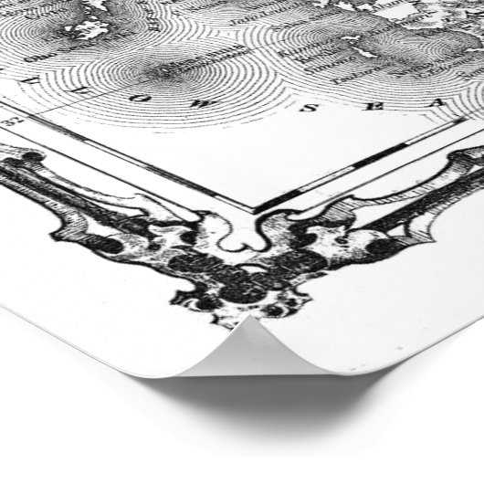  kaart van Japan (1855) BW Poster (Hoek)