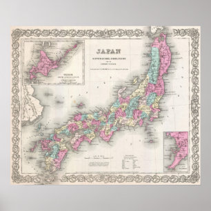 kaart van Japan (1855) Poster