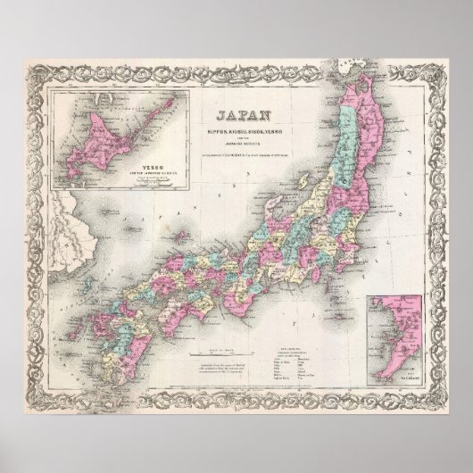  kaart van Japan (1855) Poster (Voorkant)