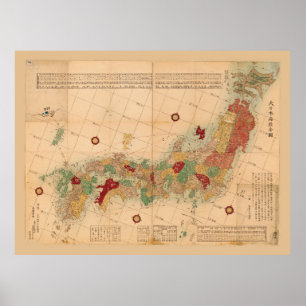 Kaart van Japan (1864) Poster