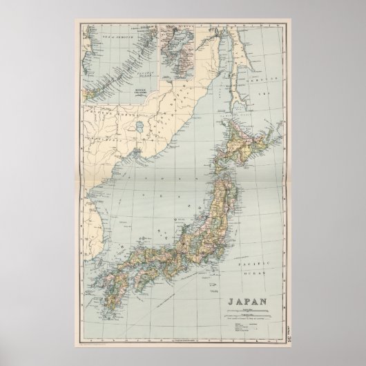 kaart van Japan (1892) Poster (Voorkant)