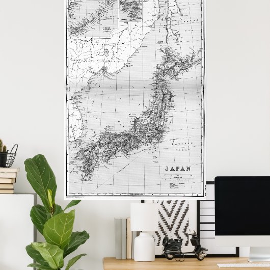 kaart van Japan (1892) Poster (Thuiskantoor)