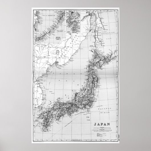  kaart van Japan (1892) Poster (Voorkant)