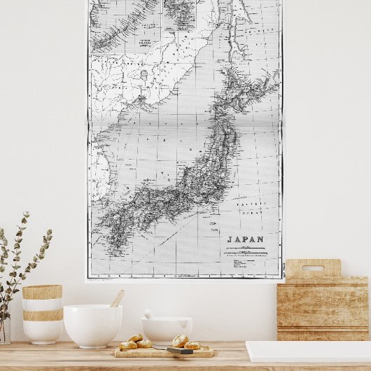 kaart van Japan (1892) Poster (Keuken)