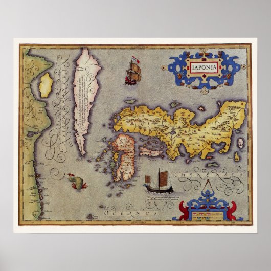 Kaart van Japan door Mercator en Hondius, 1606 Poster (Voorkant)