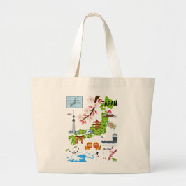 Kaart van Japan, inclusief Okinawa & bezienswaardi Grote Tote Bag