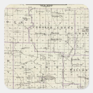 Kaart van Jasper County, Lawrenceville Vierkante Sticker