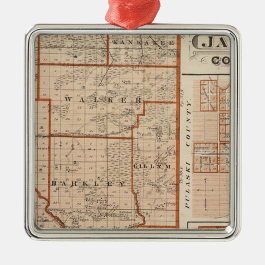 Kaart van Jasper County Metalen Ornament (Voorkant)