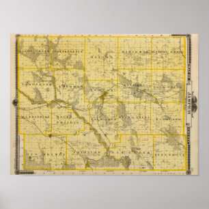 Kaart van Jasper County, staat Iowa Poster