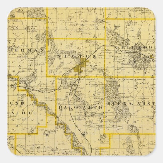 Kaart van Jasper County, staat Iowa Vierkante Sticker (Voorkant)