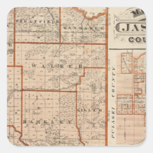 Kaart van Jasper County Vierkante Sticker