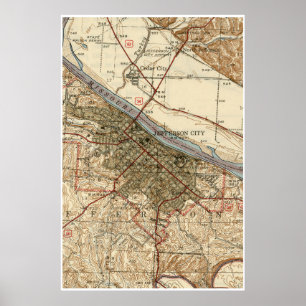  kaart van Jefferson City MO (1939) Poster