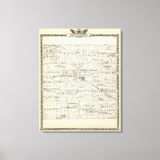 Kaart van Jefferson County Canvas Afdruk (Voorkant)