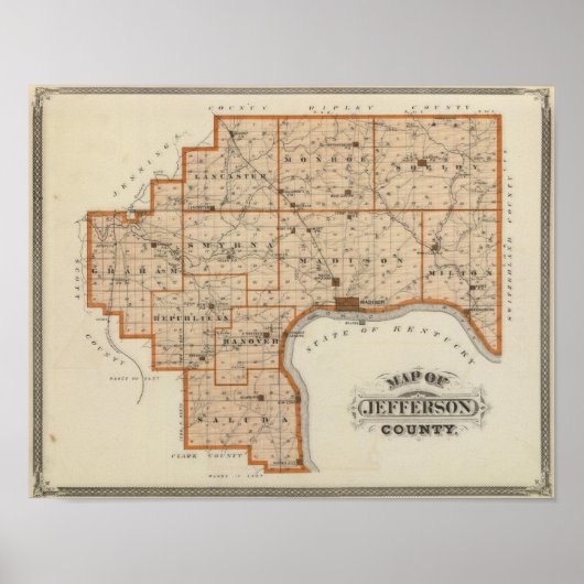 Kaart van Jefferson County Poster (Voorkant)