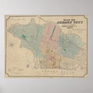 kaart van Jersey City NJ (1879) Poster