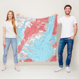 kaart van Jersey City NJ (1955) 2 Fleece Deken