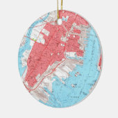  kaart van Jersey City NJ (1955) 2 Keramisch Ornament (Links)