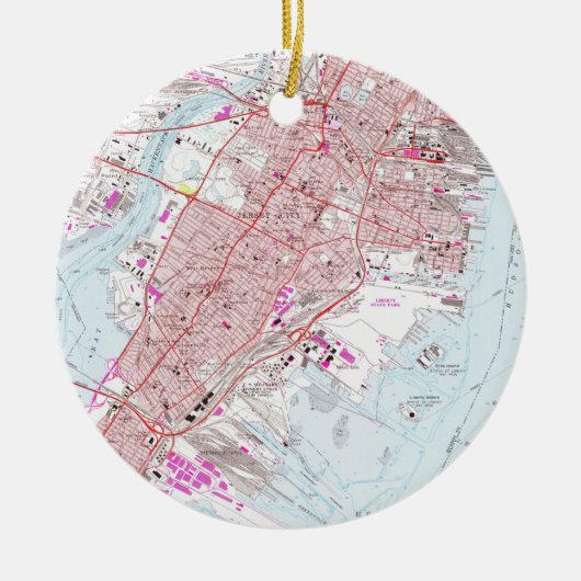  kaart van Jersey City NJ (1967) Keramisch Ornament (Voorkant)