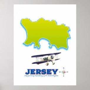 Kaart van Jersey. Poster