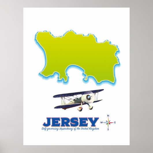 Kaart van Jersey. Poster (Voorkant)