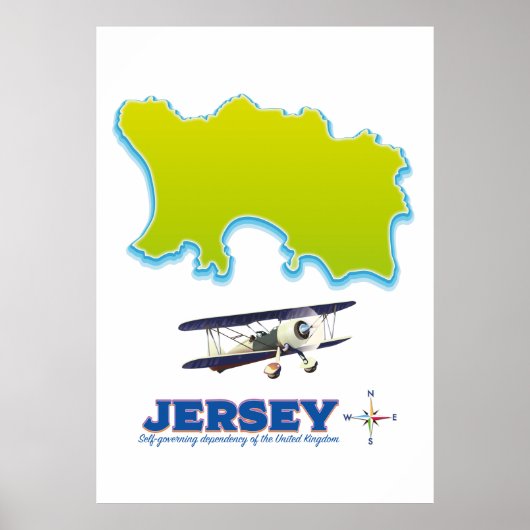 Kaart van Jersey. Poster (Voorkant)