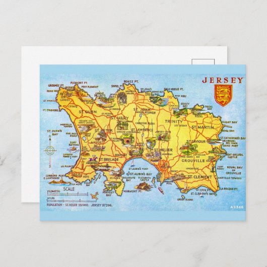 Kaart van Jersey uit het verleden (Voorkant / Achterkant)
