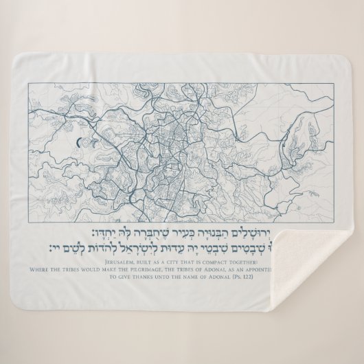 Kaart van Jeruzalem: Een Psalmcitaat in het Hebree Sherpa Deken (Voorkant (horizontaal))