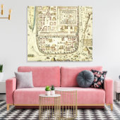 Kaart van Jeruzalem en het omringende gebied, uit  Canvas Afdruk (Insitu (Woonkamer))