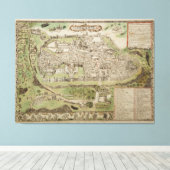 kaart van Jeruzalem Israël (16e eeuw) Canvas Afdruk (Insitu (Houten vloer))