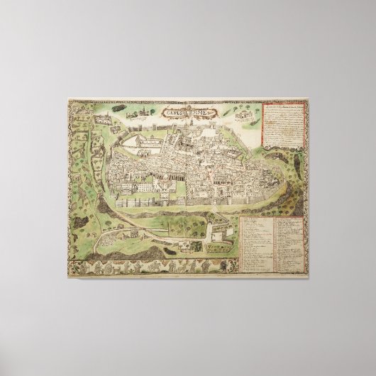 kaart van Jeruzalem Israël (16e eeuw) Canvas Afdruk (Voorkant)
