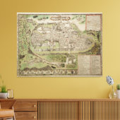 kaart van Jeruzalem Israël (16e eeuw) Canvas Afdruk (Insitu (Woonkamer))