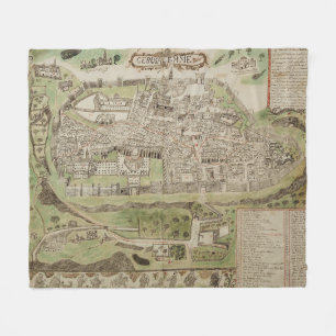 kaart van Jeruzalem Israël (16e eeuw) Fleece Deken