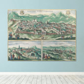 kaart van Jeruzalem, Nazareth en Rame Israel Canvas Afdruk (Insitu (Houten vloer))