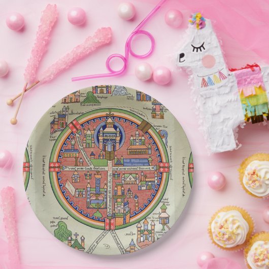 Kaart van Jeruzalem papier bord (Feest)