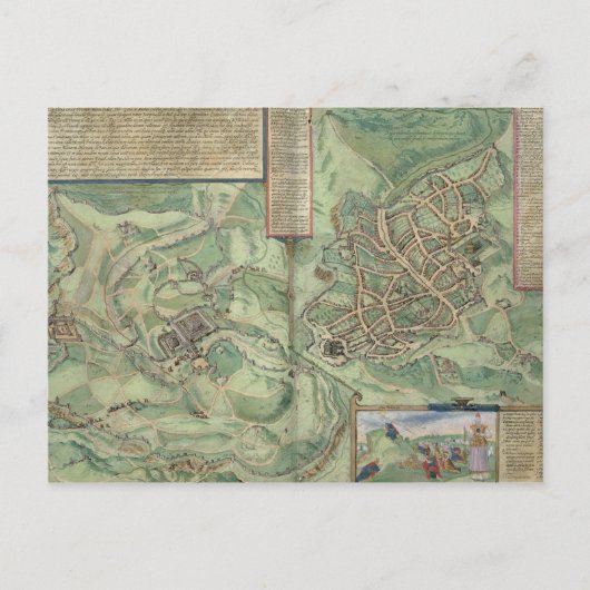 Kaart van Jeruzalem uit "Civitates Orbis Terrarum" (Voorkant)