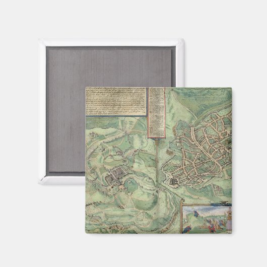 Kaart van Jeruzalem uit "Civitates Orbis Terrarum" Magneet (Voorkant / Achterkant)