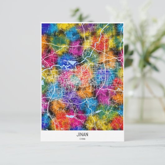 Kaart van Jinan China (Staand voorkant)