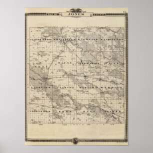 Kaart van Jones County, staat Iowa Poster
